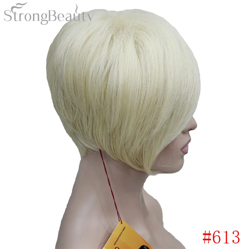 StrongBeauty ассиметричные заколки короткий прямой Боб натуральный синтетический монолитный парик для женщин
