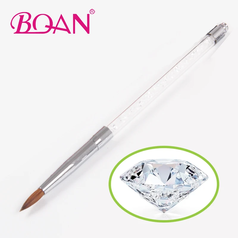 

Retail 1 Pc 8# Transparent Rhinestone inside of Acrylic Handle Brush with Kolinsky Brush Free Shipping