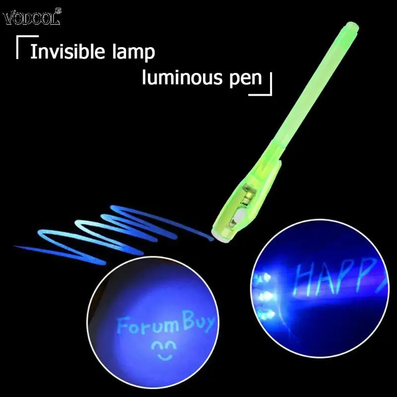 Светящийся светильник с большой головкой, волшебная фиолетовая ручка, 2 в 1, УФ-черный светильник, комбинированный рисунок, невидимые чернила, ручка для обучения, обучающая ручка для детей