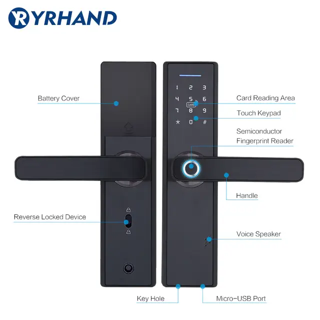 Yrhand Fingerprint Lock Smart Card Digital Code Electronic Door