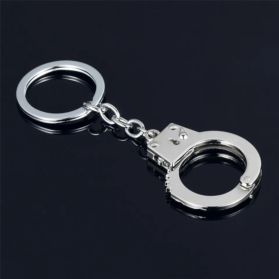 Fashion Metal Keychain Hot Sale Key Holder Simulation Handcuffs model Car Key Chain Key Ring For Best Gift jewelry (2)
