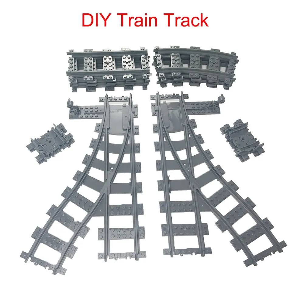 

10-100Pcs/Lot City Trains Train Track Rail Curved Rails Building Blocks Set Bricks Model Suitable LegoINGlys toy For Kids Gift