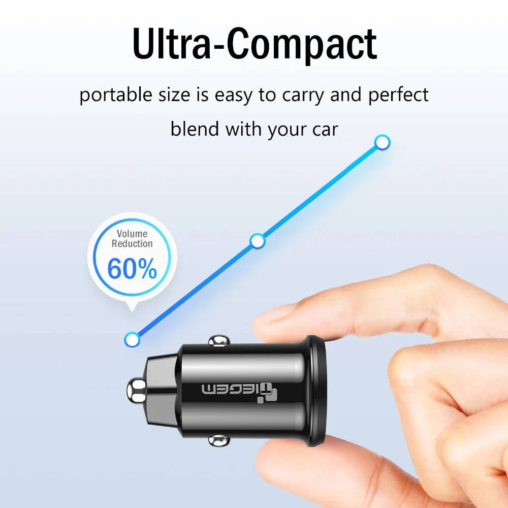 TIEGEM البسيطة 3.1A المزدوج USB شاحن سيارة للجوال هاتف لوحي العالمي سريع شاحن سيارة-مهايئ شاحن ل فون X XS 8 7