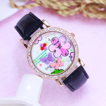 

2018 N Hot Sales Lovely Butterfly Diamond Carving Watches Children Girls Women Crystal Dress Quartz Wristwatch Montre Enfant