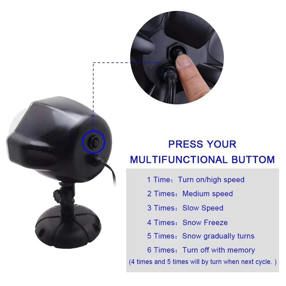 6W LED Snowfall Projector Lights Light Rotating Spotlight Outdoor Indoor Landscape Decorative Lighting with Remote Control