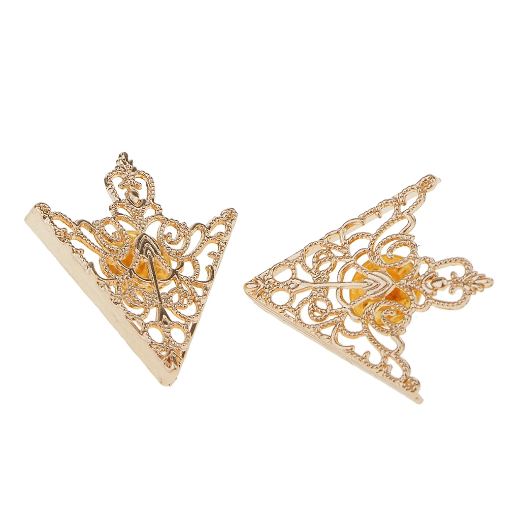 Pair Fashion Vintage Hollow Triangle Blouse Shirt Collar Pin Brooch Gold