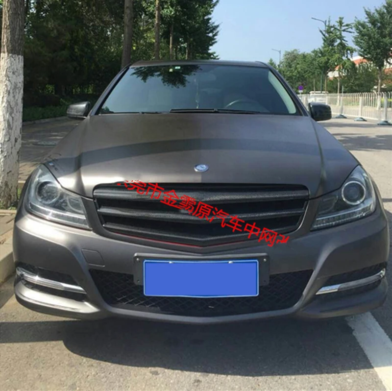 Используется для Mercedes-Benz C-class w204 Racing Grills 2007-2012 год углеродного волокна Refitt Передняя Центральная гоночная решетка крышка без логотипа автомобиля