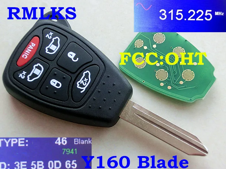 

RMLKS Replacement Keyless Remote Key Fob 6 Button PCF7941 Chip 315MHz 433MHz For Chrysler For DODGE Grand Caravan FCC OHT M3N
