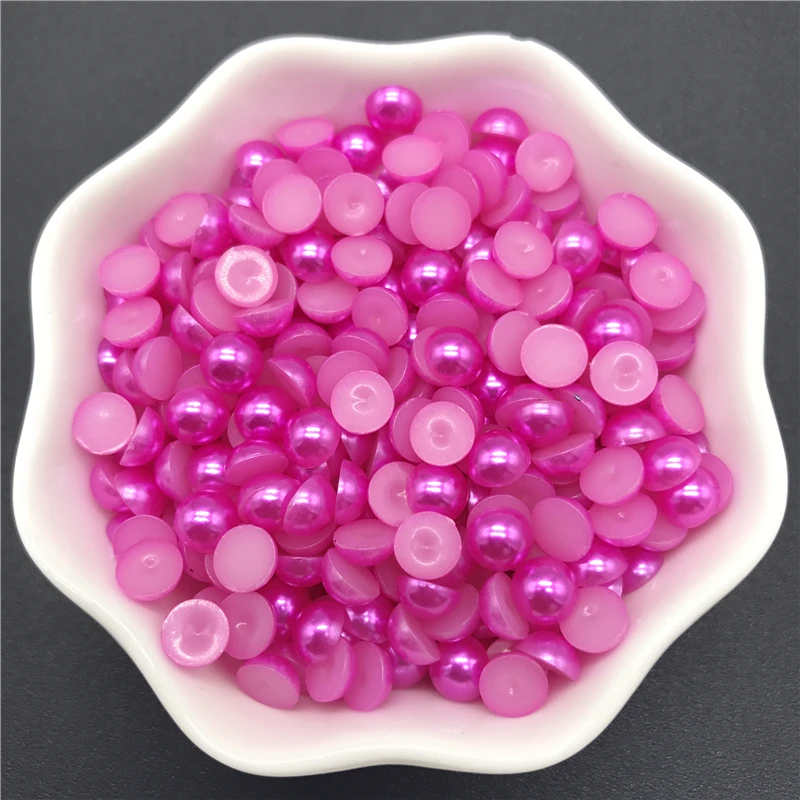 

4mm 6mm 8mm 10mm Rose Imitation Pearl Half Round Pearl Flat Back Scrapbook Beads DIY Jewelry Making
