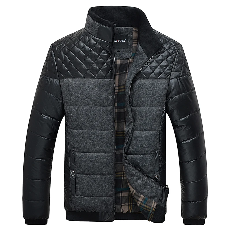 Classic Men Fashion Warm Jackets Plus Size L-4XL Patchwork Plaid Design Young Man Casaul Winter Coats