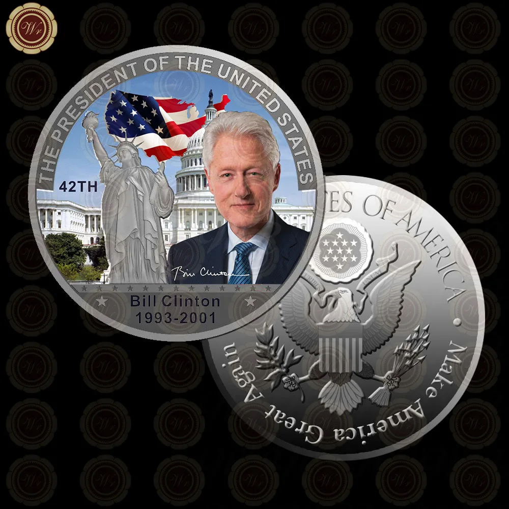 WR Ограниченная серия металлическая американская Статуя Свободы монета Новинка Посеребренная американский президент Джордж Буш художественные ремесла 40x3 мм - Цвет: Style 14
