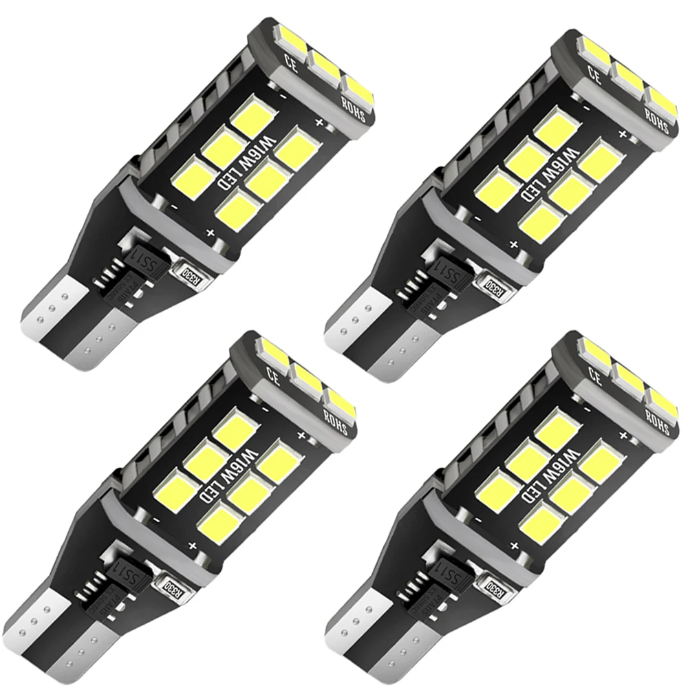 

4pcs W16W T15 LED Bulbs 921 920 912 Canbus Error Free Backup Light 2835 15 SMD 6000K White Auto Car Reverse Parking Lamp DC 12V
