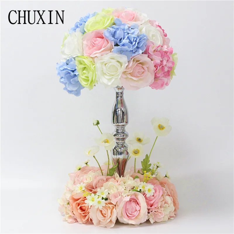 Customized artificial flowers Table flower round bottom desktop decoration Wedding layout road lead Stage decorative 1pc | Дом и сад