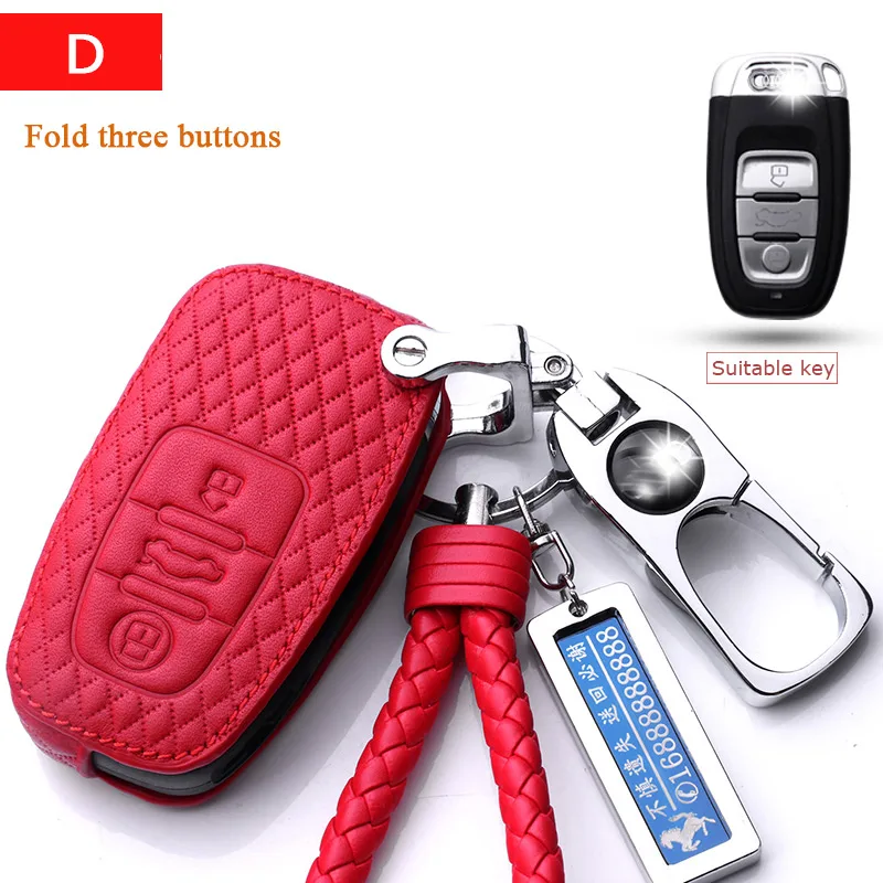 Titanium alloy Keychain car key ring for Audi a1A3 a4 a5 a6l a7 a8 q3 q5 Q7Customizable phone number Key protector - Название цвета: D- red