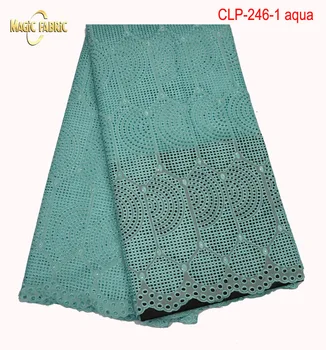 

New Fashion Green cotton material voile lace fabric with sequins / Cheap African lace fabric for women dress sewing 11