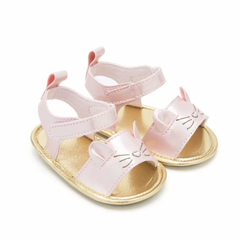 Baby Girl Sandals Newborn Baby Summer Cute Cat Soft Soled Golden Princess Fashion Infant Girl Sandals New Baby Shoes