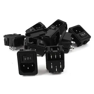 

10 Pcs 3 Position 3Pin Rocker Switch IEC320 C14 Inlet Power Socket AC 10A 250V