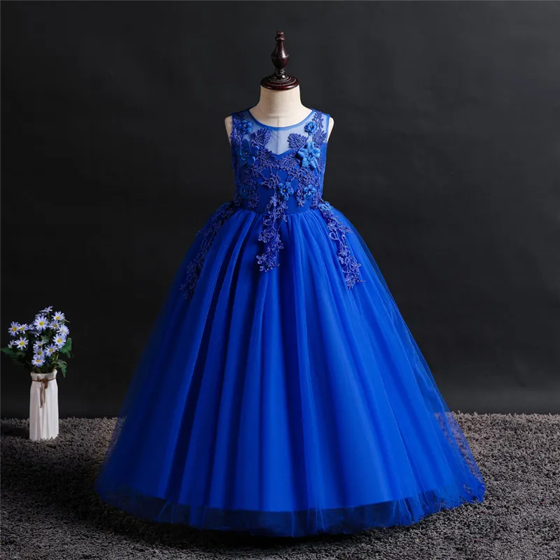 Летняя одежда; детская одежда; торжественное платье; Одежда для девочек; одежда принцессы для дня рождения; костюм для девочек; торжественные платья для малышей - Цвет: Navy blue