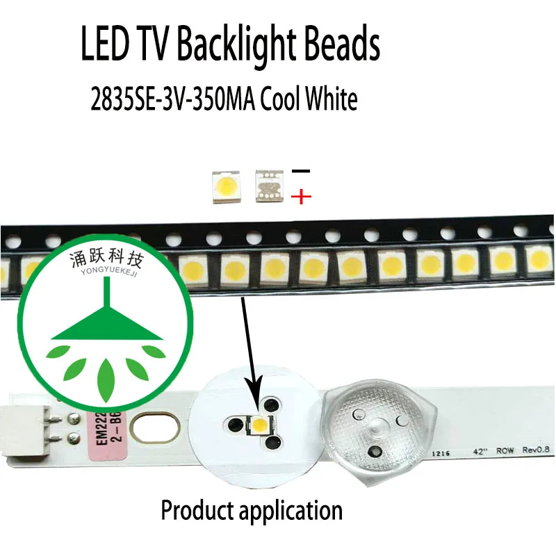 

100pcs/lot Maintenance of commonly used led lcd tv backlight 1w 3V patch beads 2835 cool white for repair Sony hisence screen