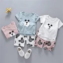 Été Bébé Garçons À Manches Courtes T-shirt En Coton Tops + de Bande Dessinée souris Shorts Enfants Vêtements Ensembles Filles 2 Pcs Costumes roupas de bebe