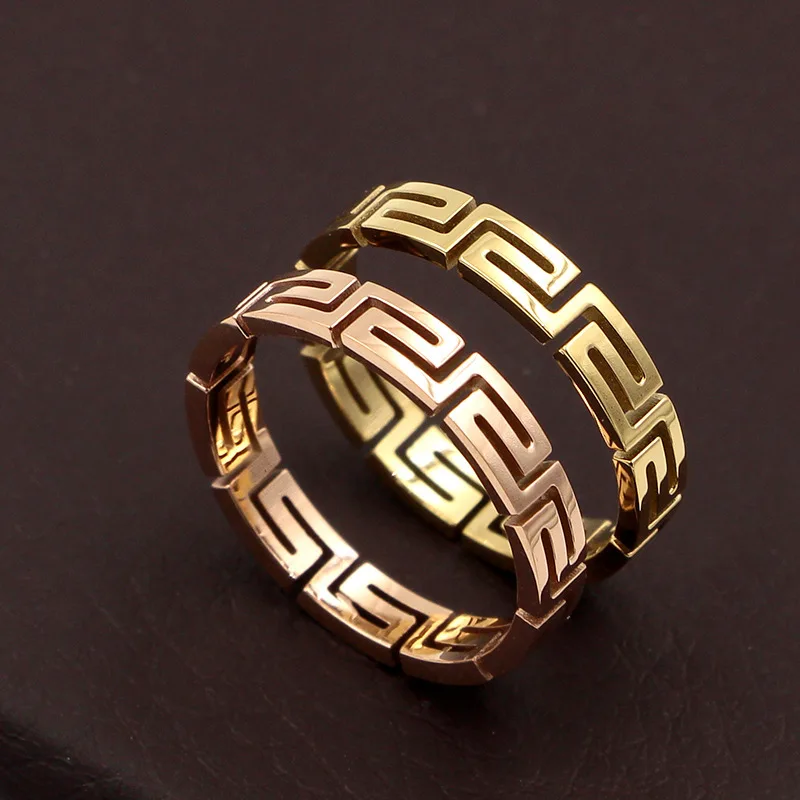 

Hot Stainless Rose Gold Ring Titanium Steel Fashion Woman Hollow Out Lovers Rings
