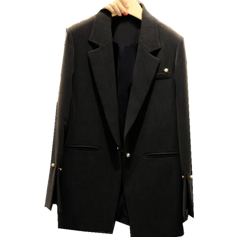 

Jacket female 2019 spring and autumn women's fashion cuffs split lapels slim Slim mid-length small suit women's jacket tide