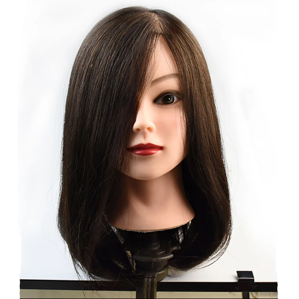 

100% Real Human Hair Mannequin Head 20" Black Salon Hairdressing Practice Training Moldel Dummy Head Hair Styling Tools