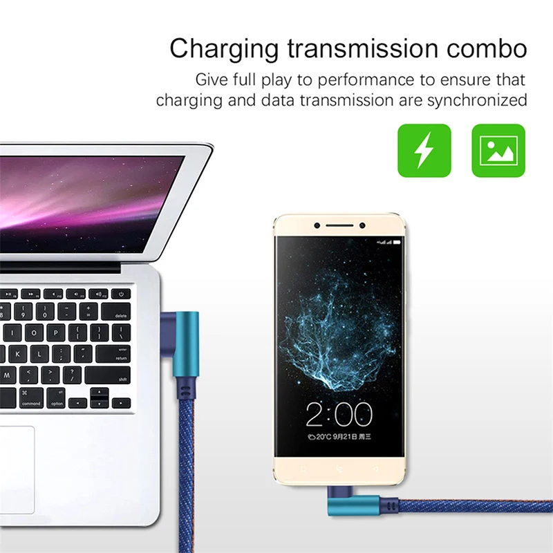 Кабель Micro USB 0 25 м 1 2 Быстрая зарядка 90 градусов L образный шнур для iPhone Huawei P30 20 Pro Type