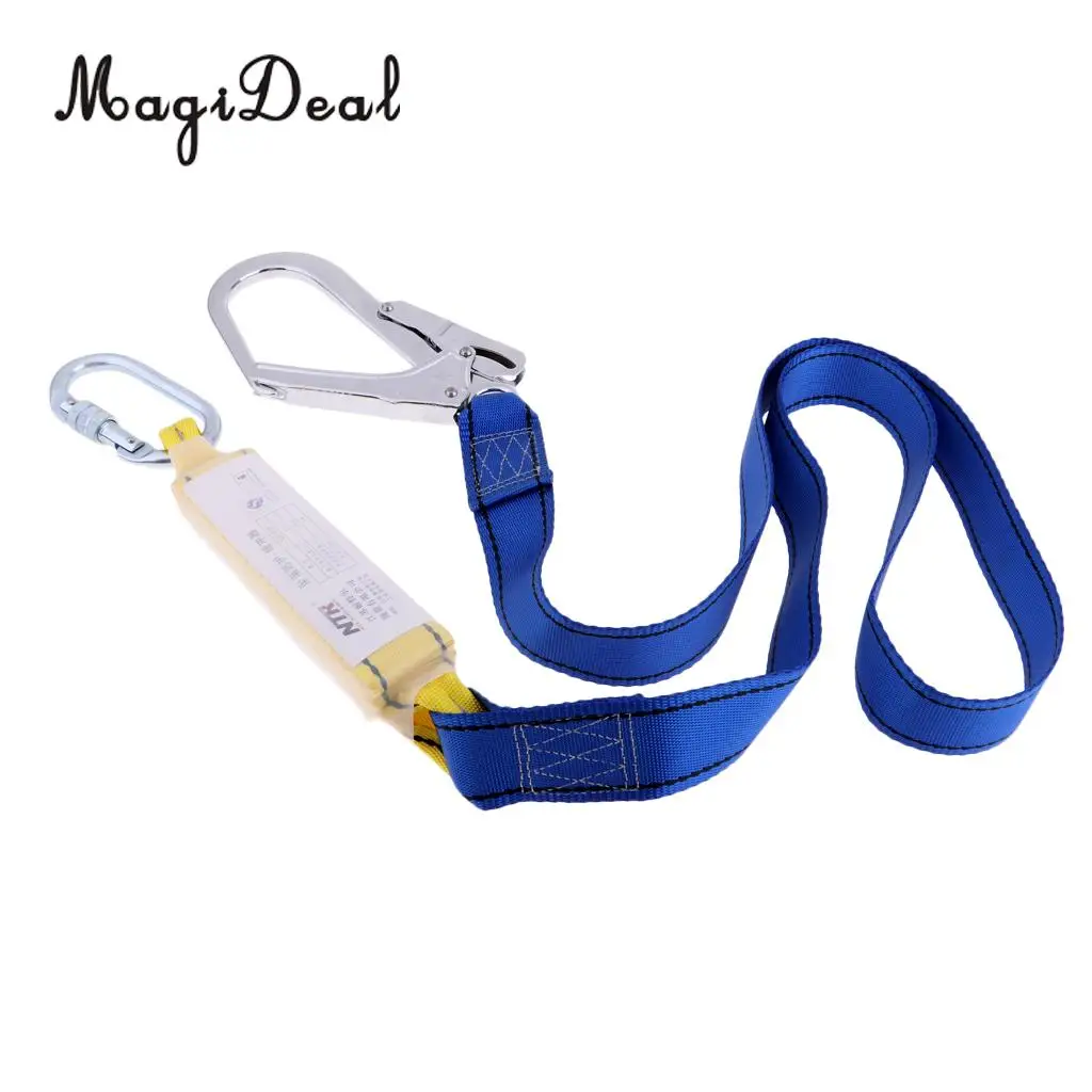 Adjustable Climbing Roofing Safety Harness Belt Lanyard for Fall Protection Rescue Service with Alloy Buckle Blue