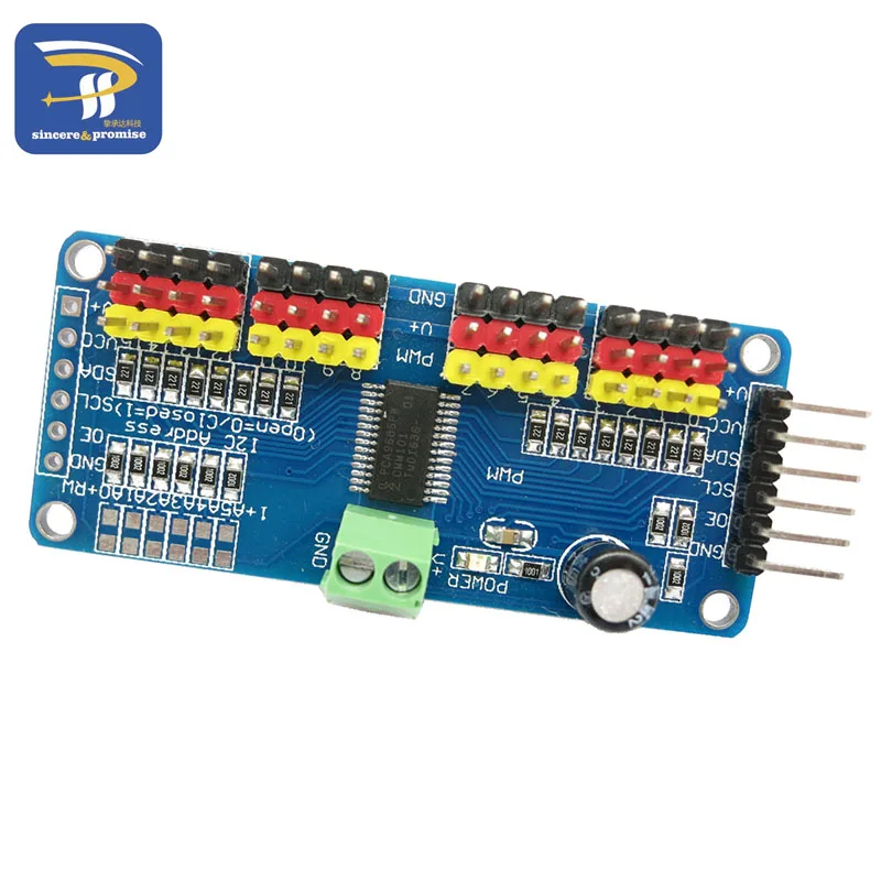 16 канальный 12 битный Модуль интерфейса PWM/Servo Driver I2C PCA9685 для Raspberry Pi защитный