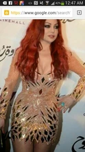Saudi-arabien Stil Kurzen Kleid Sexy V-ausschnitt Pailletten Kristall Langarm Cocktailkleider F11042