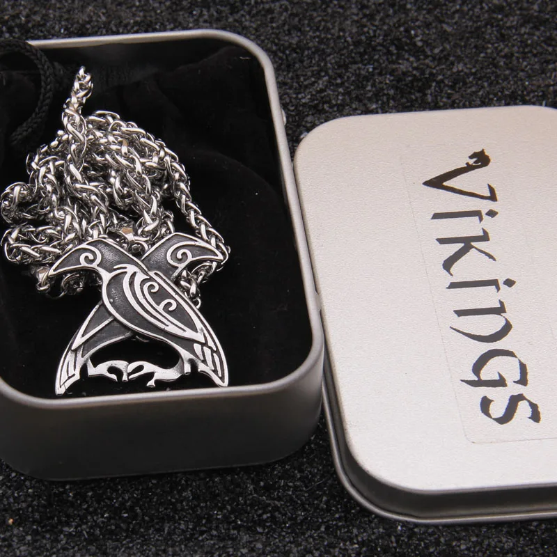 

Dropshiping new arrival stainless steel Viking Raven pendant necklace men gift