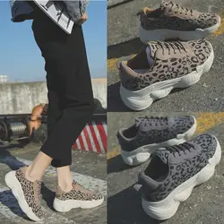 Модная женская обувь с леопардовым принтом, Новинка осени 2019, повседневная парусиновая обувь на шнуровке, женские кроссовки, удобная