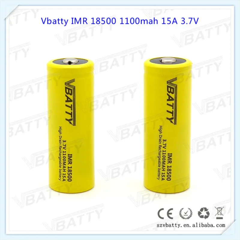 

Rechargeable Vbatty imr 18500 3.7v 1100mah li ion battery with button top for flashlight (1pc)
