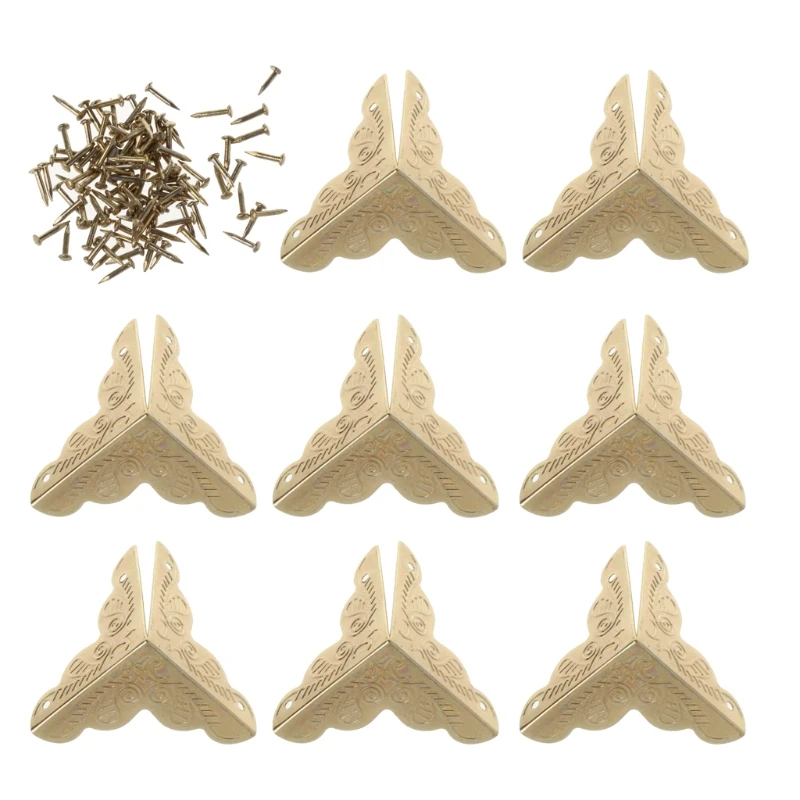 

OOTDTY 8PCS Antique Jewelry Box Corner Feet Leg Wooden Case Corner Protector Tone Carved