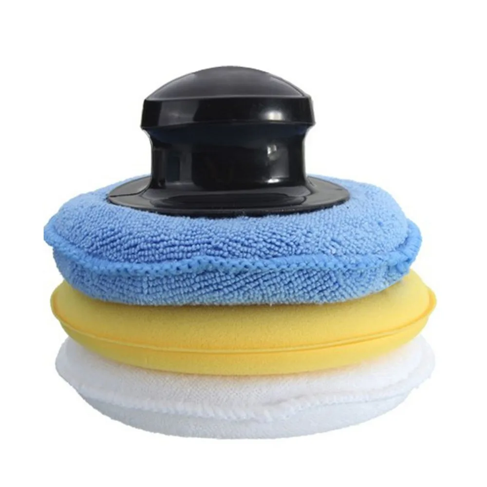 

3pcs Practical Car Superfine Fiber Round Shape Wax Applicator Pads Polishing Sponges With Net Car Accessories Polisher Pads