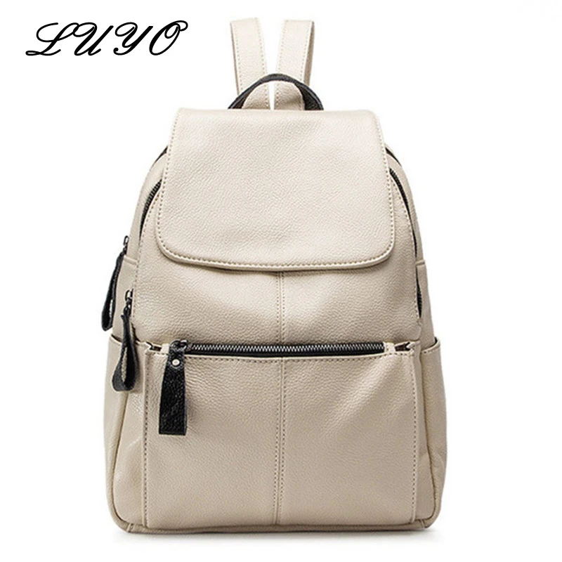 Luyo Fashion Genuine Leather Travel Girls Backpack Youth Women Mochilas Feminina School Bags For Teenagers Sac A Dos Femme
