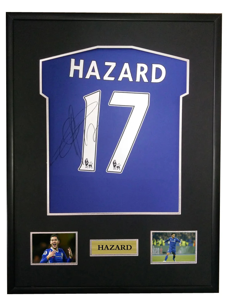 

Hazard signed autographed soccer shirt jersey come with Sa coa framed Chelsea