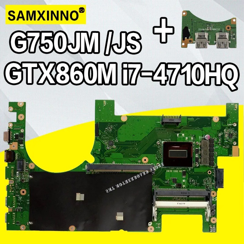 Best G750JS G750JM Laptop motherboar For ASUS ROG G750J G750JM mianboard I7 4700 4710 CPU Support GTX860M 2GB VGA