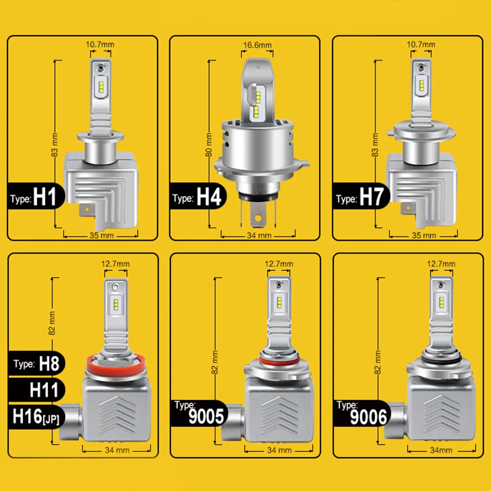 YHKOMS супер яркий H4 светодиодный H7 H8 H9 H11 9005 9006 H1 HB3 HB4 для автомобильных фар Высокий Низкий Луч 30 Вт 6000LM мини Размеры 6500K 12V