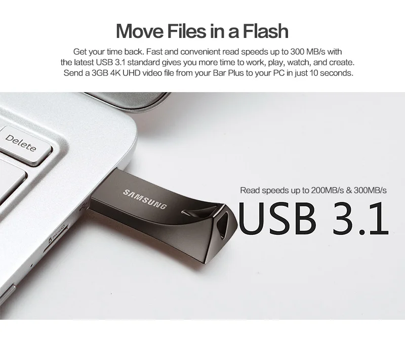 SAMSUNG флэш-накопитель USB 32 Гб 64 Гб 128 ГБ 256 ГБ USB 3,1 серый металлический мини-накопитель Флешка карта памяти устройство для хранения U диск