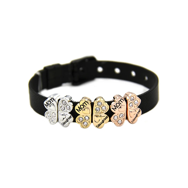 YUKAM Moon Star Mother Daughter Basketball World Map Life Tree Four Leaf Clover Slide Charms Keeper for Bracelets Jewelry Making