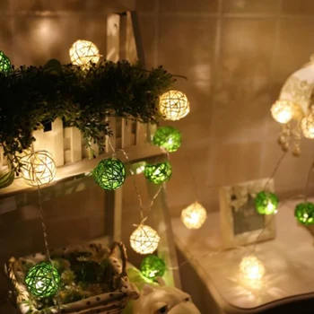 

String Light Led Christmas Lantern Wedding Decor Curtain Decoration Lights Fairy Lamps Rattan Ball Light