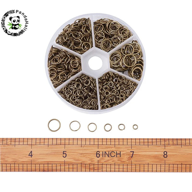 Около 1745 шт./кор. мульти размер без никеля под старину бронза железо соединительные кольца для изготовления ювелирных изделий 4~ 10x0. 7~ 1 мм
