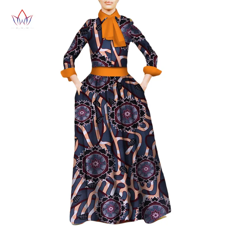 Лето 2019 г. Базен riche традиционные африканские платье комплект из двух предметов хлопок плюс размеры Дашики 7xl натуральный африканская юбка