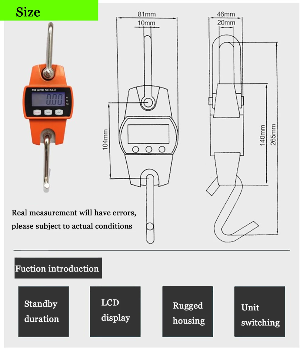 protable hang type animal weight 300kg crane scale