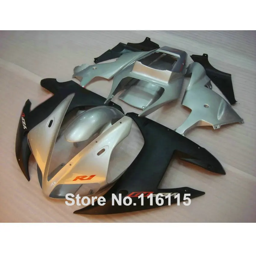 Комплект обтекателей для YAMAHA R1 2002 2003 матовые черные Серебряные обтекатели литье