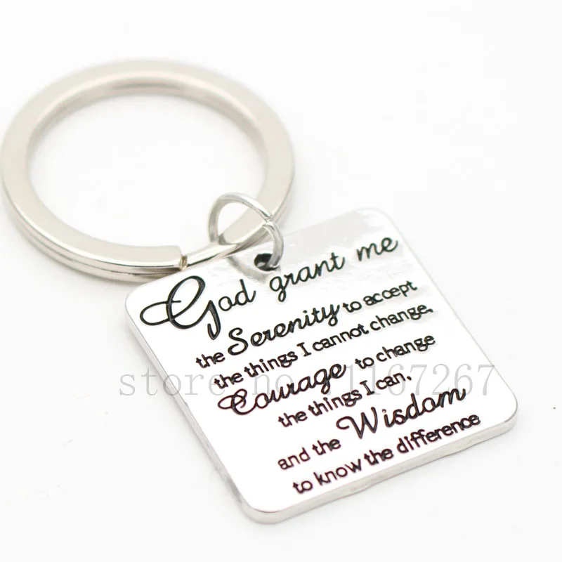 

2017 new Serenity Prayer Inspirational Jewelry Lord's Prayer Necklace &keychain Sobriety Anniversary Christian Prayer Jewelry