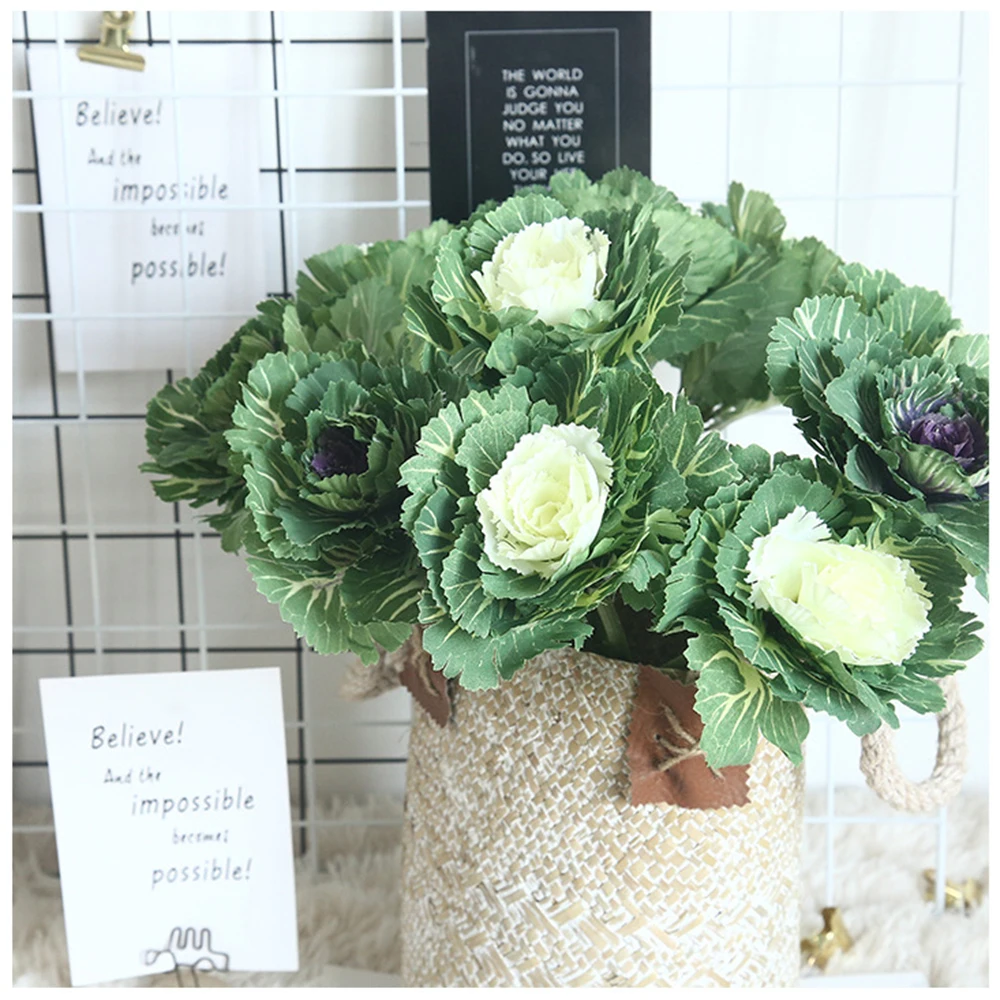 

2pcs Artificial Flower Olive Dish DIY CabbageFlower Cloth Fake Bouquet Bouquet Wedding Party Home Artificial Decorative Flower