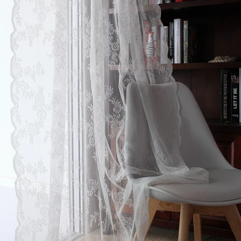 Lace Curtains Kitchen Window Rustic Home Decor White Sheer